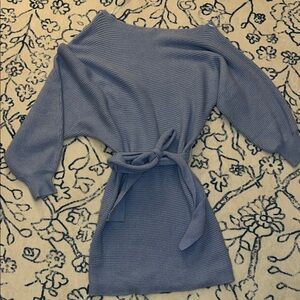 Blue Blush Ribbed Knit Dress in Blue